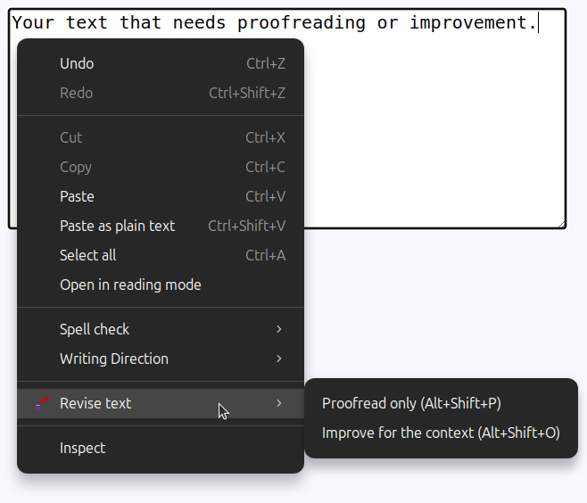 Context Menu Screenshot
